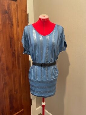 Blue Striped V-Neck Tunic